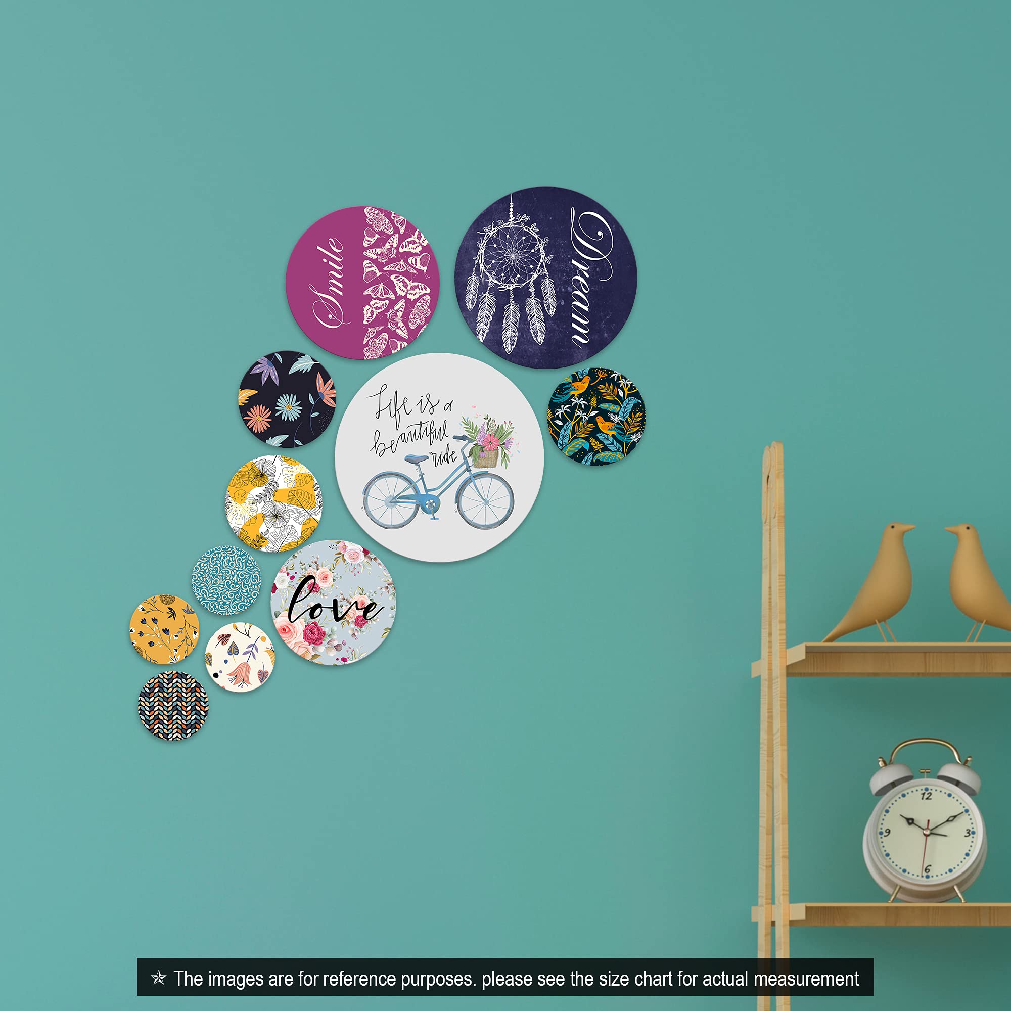 RAG28 Wooden Wall Decor Set of 11 (SPW1) Multicolour